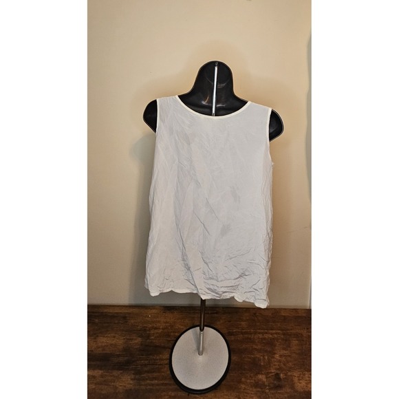 Dorman Womens White Scoop Neck Sleeveless Pullover Tank Top 100% silk Size Med. - Picture 3 of 7